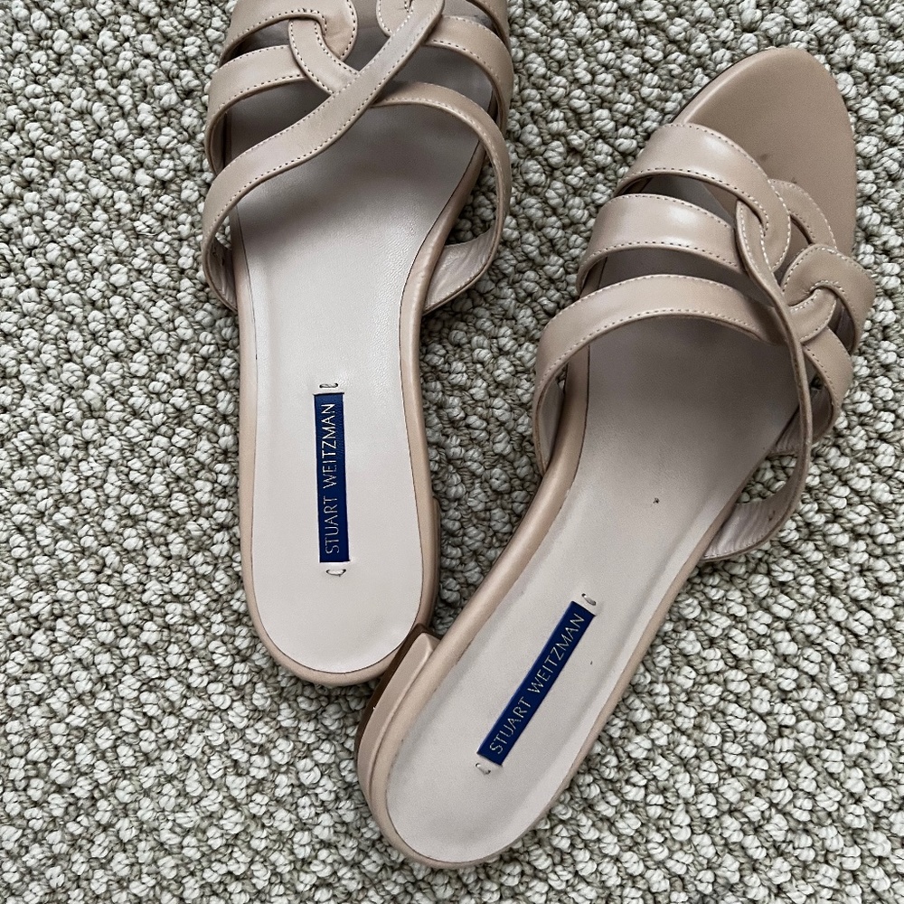 Stuart Weitzman flat sandals.